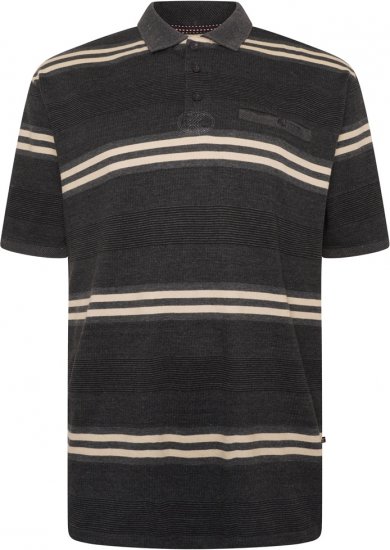 Kam Jeans 5506 Stripe Rugby Polo With Jacquard Collar & Cuffs Charcoal - Поло тениски - мъжки тениски с яка големи размери