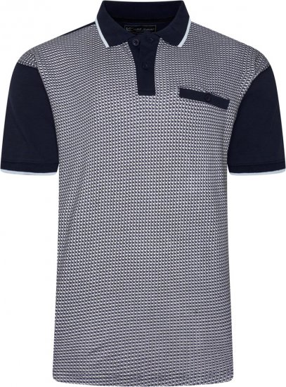 Kam Jeans 5518 Smart Mini Geo-Print Polo Navy - Поло тениски - мъжки тениски с яка големи размери