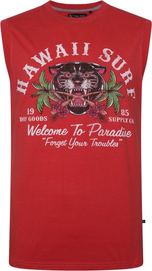 Kam Jeans 5763 Hawaii Surf Vest Sleeveless T-Shirt Washed Red - Тениски - мъжки тениски големи размери