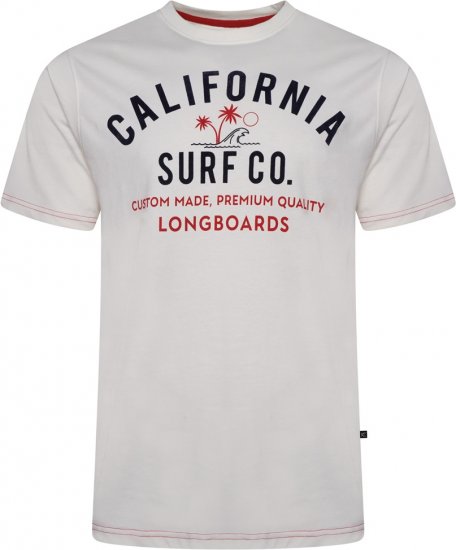 Kam Jeans 5766 California Surf Co T-Shirt Vintage White - Тениски - мъжки тениски големи размери