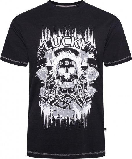Kam Jeans 5770 Lucky Skull T-Shirt Black - Тениски - мъжки тениски големи размери