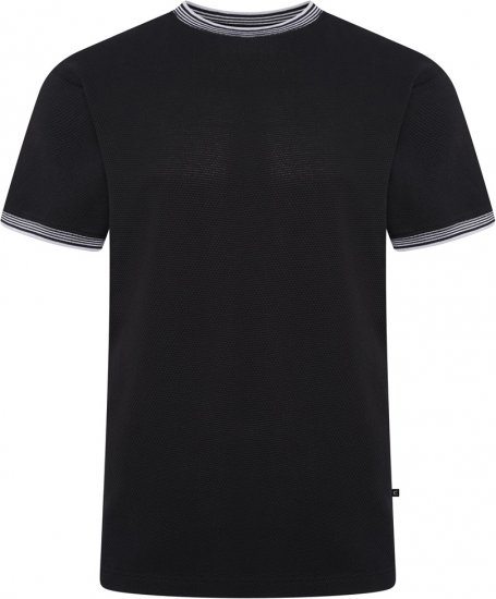Kam Jeans 5779 Textured Body With Contrast Neck And Cuffs T-Shirt Black - Тениски - мъжки тениски големи размери