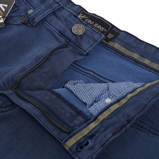 Kam Jeans Onana Embossed Wash Denim Shorts Smokey Blue - Шорти - мъжки къси панталони големи размери