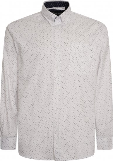 Kam Jeans P037 Dobby Print Stretch Long Sleeve Shirt White - Ризи - мъжки ризи големи размери
