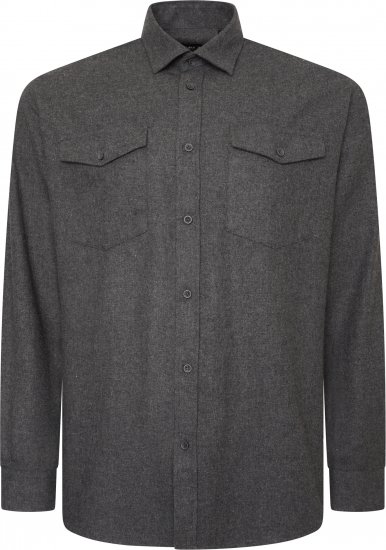 Kam Jeans P042 Premium Brushed Herringbone Long Sleeve Shirt Charcoal - Ризи - мъжки ризи големи размери