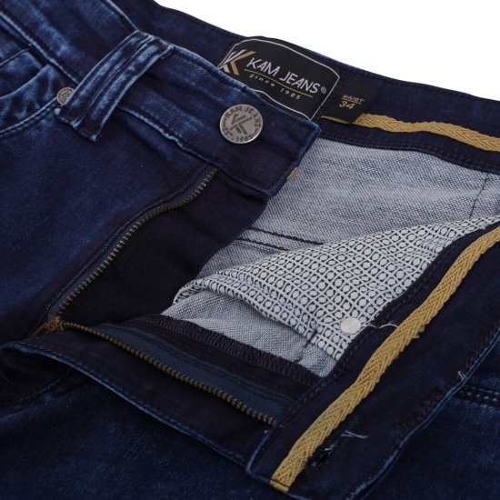 Kam Jeans Pepe Knitted Denim Shorts Mid Wash Blue - Шорти - мъжки къси панталони големи размери