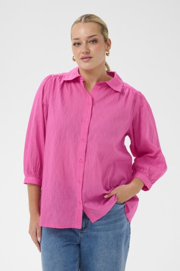 Kaffe Curve Gabby Риза със скъсени ръкави Розов - Блузи тип риза - 