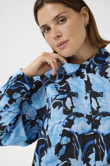Kaffe Curve Sasja Риза с дълъг ръкав Blue Snake Flower - Блузи и туники - 