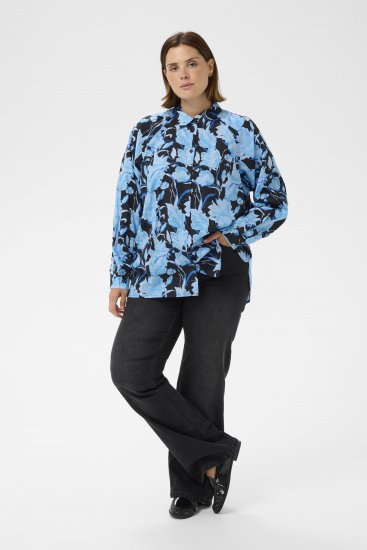 Kaffe Curve Sasja Риза с дълъг ръкав Blue Snake Flower - Блузи и туники - 
