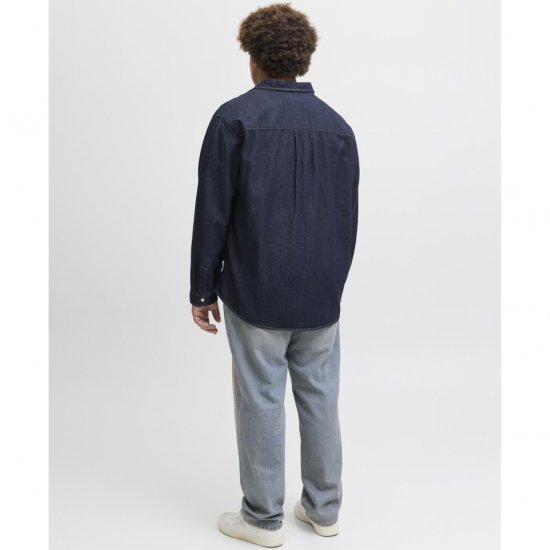 Jack & Jones Norrebro Denim Long Sleeve Shirt Dark Blue Denim - Ризи - мъжки ризи големи размери