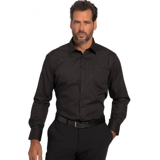 JP1880 Shirt Business Modern Fit Long Sleeve Non-Iron Black TALL - МЪЖКО ОБЛЕКЛО MT-6XLT - дрехи за високи мъже