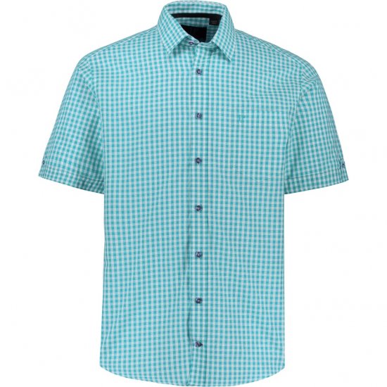 JP1880 Shirt Traditional Short Sleeve Turquoise - Ризи - мъжки ризи големи размери