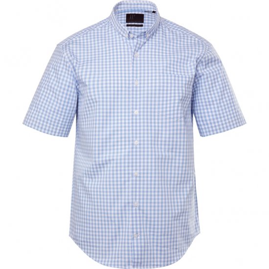 JP1880 Shirt Traditional Short Sleeve Checked Light Blue - Ризи - мъжки ризи големи размери