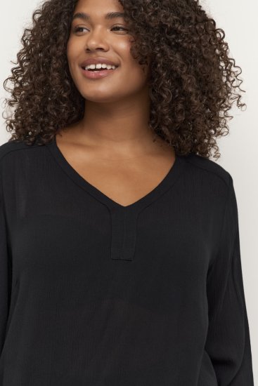 Kaffe Curve Ami Дълъг ръкав Туника Дълбоко черно - Тениски - 