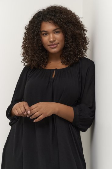 Kaffe Curve Ami 3/4 ръкав Туника Дълбоко черно - Тениски - 