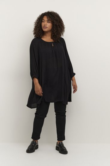 Kaffe Curve Ami 3/4 ръкав Туника Дълбоко черно - Тениски - 