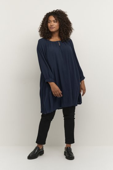 Kaffe Curve Ami 3/4 ръкав Туника Среднощно морско синьо - Тениски - 