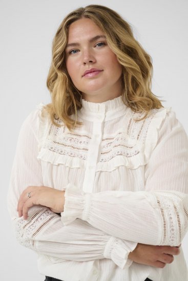 Kaffe Curve Jessa Shirt Long Sleeve White - Блузи тип риза - 