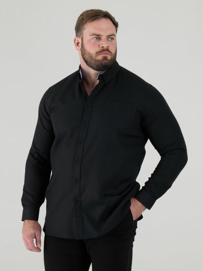 D555 Richard Оксфорд Риза С Дълъг Ръкав TALL Черна - TALL Ризи - 