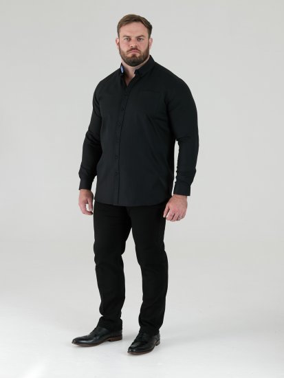 D555 Richard Оксфорд Риза С Дълъг Ръкав TALL Черна - TALL Ризи - 