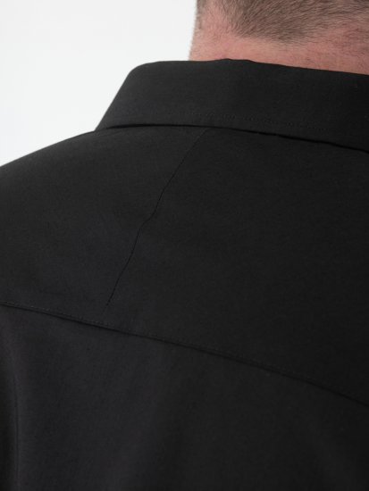 D555 Oliver Еластична Риза С Дълъг Ръкав Устойчива На Петна Без Гладене Черна - Ризи - мъжки ризи големи размери