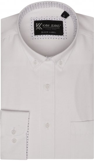 Kam Jeans P020 Premium Long sleeve Oxford Shirt White - Ризи - мъжки ризи големи размери