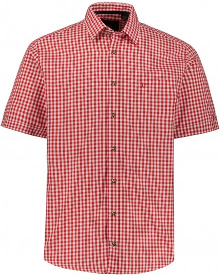 JP1880 Shirt Traditional Checked Short Sleeve Red - Ризи - мъжки ризи големи размери