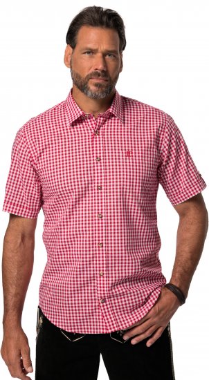 JP1880 Shirt Traditional Checked Short Sleeve Red - Ризи - мъжки ризи големи размери