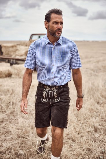 JP1880 Short Sleeve Check Print Traditional Shirt Blue - Ризи - мъжки ризи големи размери