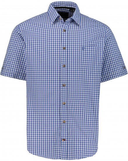 JP1880 Short Sleeve Check Print Traditional Shirt Blue - Ризи - мъжки ризи големи размери