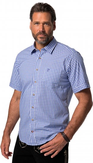 JP1880 Short Sleeve Check Print Traditional Shirt Blue - Ризи - мъжки ризи големи размери