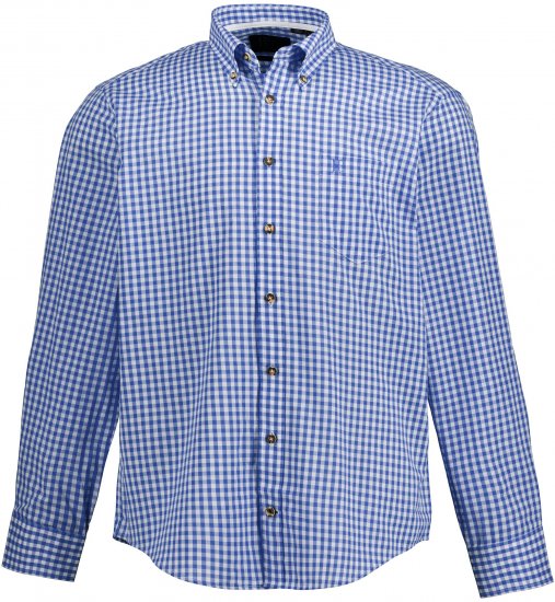 JP1880 Shirt Traditional Checked Long Sleeve Blue - Ризи - мъжки ризи големи размери
