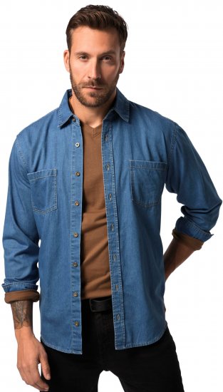JP1880 Shirt Denim Long Sleeve Blue TALL - МЪЖКО ОБЛЕКЛО MT-6XLT - дрехи за високи мъже