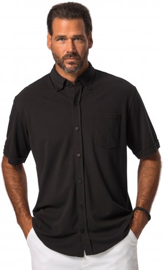 JP1880 Shirt Pique Flexnamic Short Sleeve Black TALL - МЪЖКО ОБЛЕКЛО MT-6XLT - дрехи за високи мъже