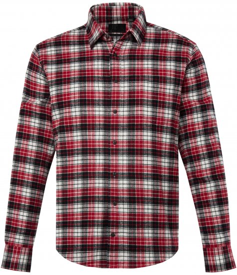 JP1880 Shirt Flannel Checked Long Sleeve Red TALL - МЪЖКО ОБЛЕКЛО MT-6XLT - дрехи за високи мъже