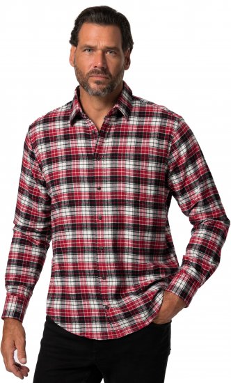 JP1880 Shirt Flannel Checked Long Sleeve Red TALL - МЪЖКО ОБЛЕКЛО MT-6XLT - дрехи за високи мъже