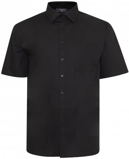 Espionage SH147 Plain Collar Short Sleeve Shirt Black - Ризи с къс ръкав - мъжки ризи с къс ръкав големи размери