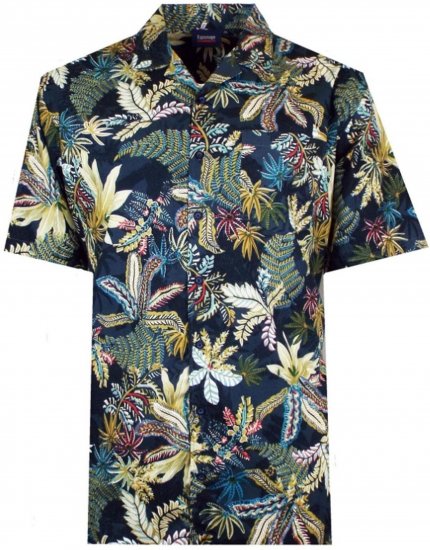 Espionage SH410 Short Sleeve Jungle Print Shirt Navy - Ризи с къс ръкав - мъжки ризи с къс ръкав големи размери