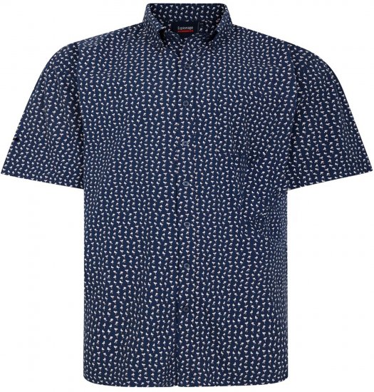 Espionage SH439 Mini Flamingo Printed Short Sleeve Shirt Navy - Ризи - мъжки ризи големи размери