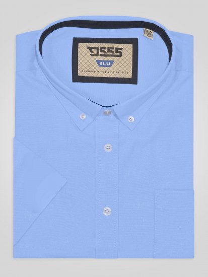 D555 James Оксфорд Риза С Къс Ръкав TALL Небесносиня - TALL Ризи - 