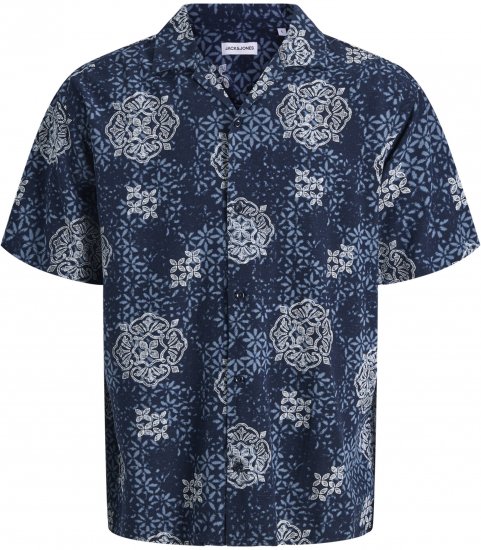 Jack & Jones Alfredo Shirt Short Sleeve Blue - Ризи с къс ръкав - мъжки ризи с къс ръкав големи размери