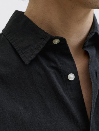 Jack & Jones Breeze Linen Short Sleeve Shirt Black - Ризи - мъжки ризи големи размери