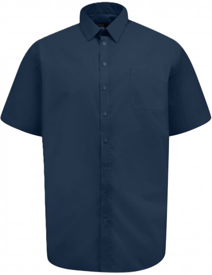 D555 Lucas Еластична Риза С Къс Ръкав Устойчива На Петна Без Гладене Тъмносиня - Ризи - мъжки ризи големи размери