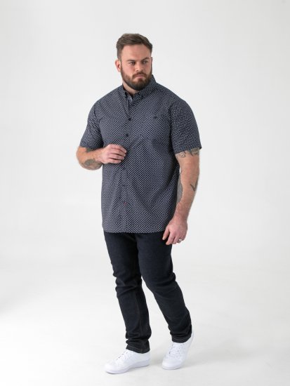 D555 Melrose Navy Icon AOP Button Down Collar Short Sleeve Navy - Ризи с къс ръкав - мъжки ризи с къс ръкав големи размери