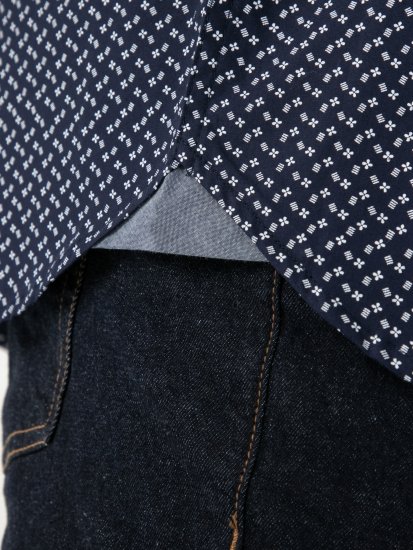 D555 Melrose Navy Icon AOP Button Down Collar Short Sleeve Navy - Ризи с къс ръкав - мъжки ризи с къс ръкав големи размери