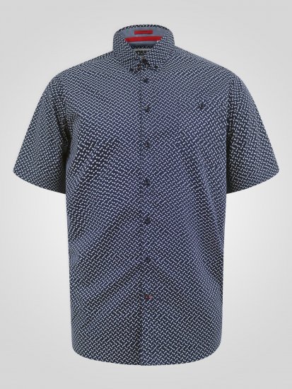 D555 Melrose Navy Icon AOP Button Down Collar Short Sleeve Navy - Ризи с къс ръкав - мъжки ризи с къс ръкав големи размери