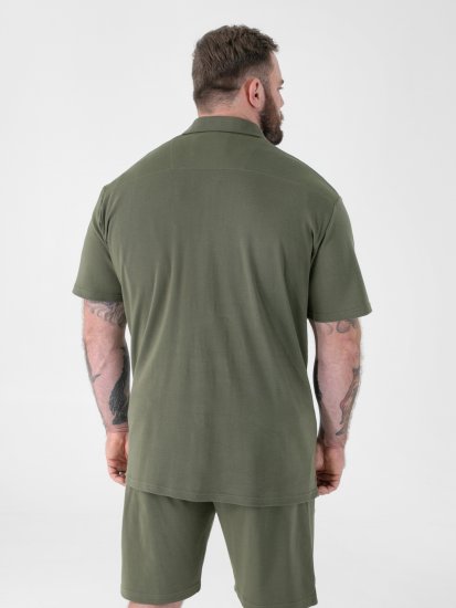 D555 Connor Stretch Cuban Collar Reosrt Short Sleeve Shirt Khaki - Ризи - мъжки ризи големи размери