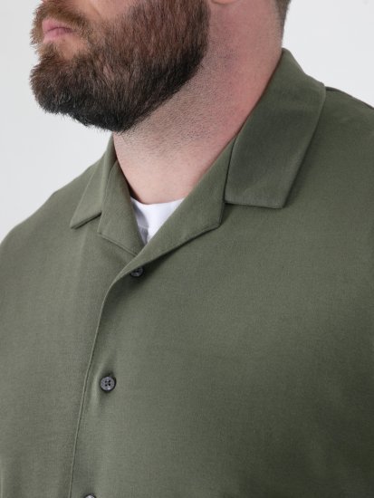 D555 Connor Stretch Cuban Collar Reosrt Short Sleeve Shirt Khaki - Ризи - мъжки ризи големи размери
