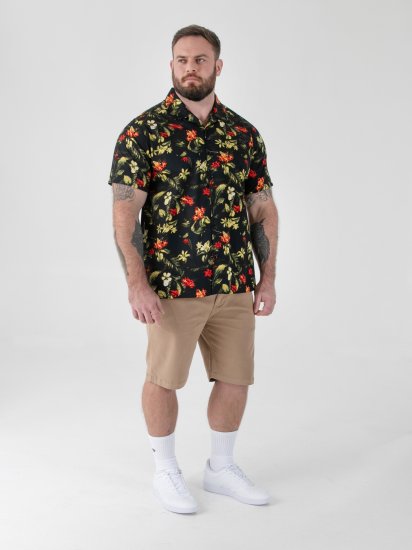 D555 Gordon Hawaiian AOP Cuvan Collar Resort Short Sleeve Black - Ризи - мъжки ризи големи размери