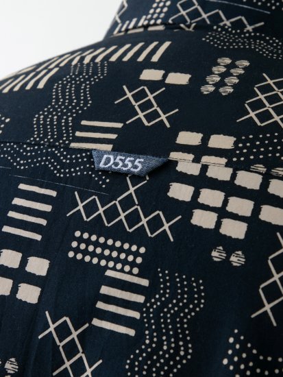 D555 Rick Geometric Print Short Sleeve Shirt Navy - Ризи - мъжки ризи големи размери